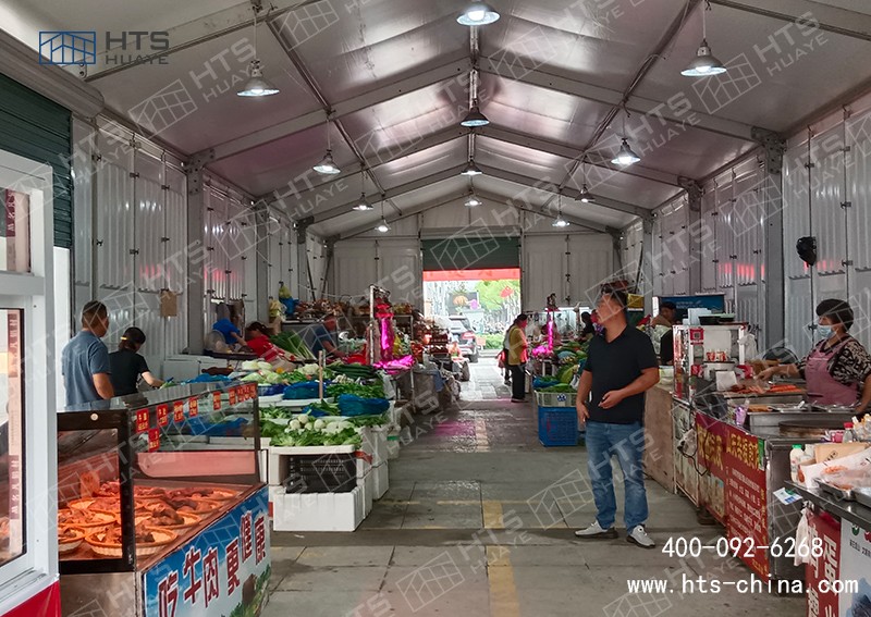 截止到目前為止華燁海特斯建筑共助力6座昆山菜場篷房 截止到目前為止華燁海特斯建筑共助力6座昆山菜場篷房